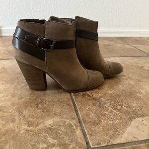 Brown suede ankle booties